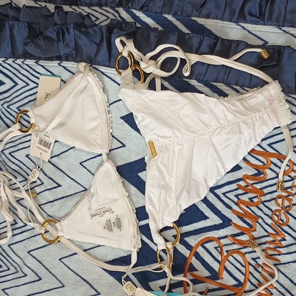 Beach Bunny Siren's Song XS Triangle Top Lg Skimpy Tie Side Bottom NWT - Picture 5 of 14